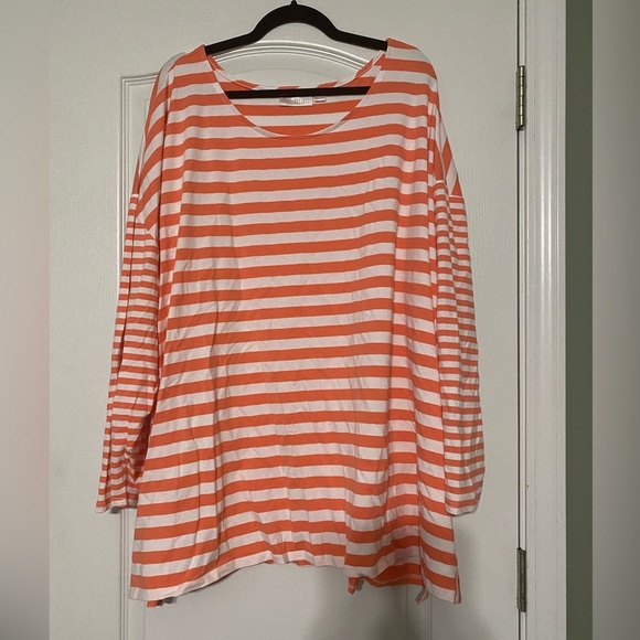 Belle by Kim Gravel Tops - Belle By Kim Gravel Striped Peach and White Women's Top Size 4X
